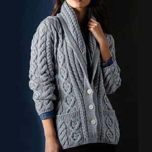 Chunky gray cotton/polyester cardigan